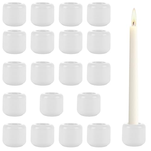 20Pcs 0.7 Inch Chime Candle Holder, Spell Candle Holders, White Ceramic Candles Holder for Casting Chimes, Rituals, Spells, Vigil, Wiccan Supplies, 1.3x1.26 Inch
