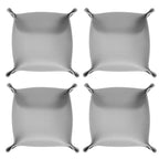 HARFINGTON 4pcs PU Leather Valet Tray Unisex Folding Small Catchall Tray Portable Entryway Table Tray Nightstand Bedside Desk Tray for Key Wallet Watch Coin Jewelry Dice, Gray - color: Gray