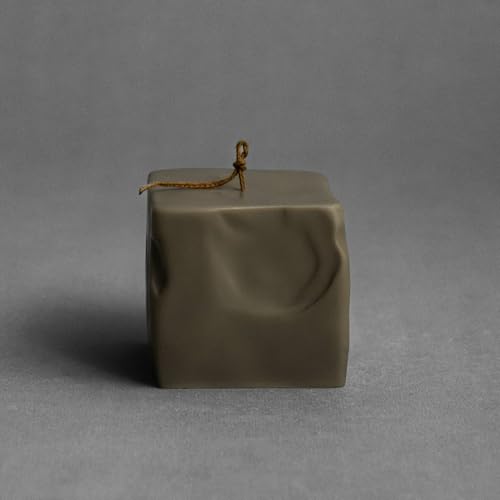 LAWA Raw Block Candle - Beautiful Handmade Pillar Scented Soy Wax Elegant Aesthetic Candle Housewarming Gift Home Room Shelf Decor Idea (Earthy Green, Small) - color: Earthy Green, size: Small