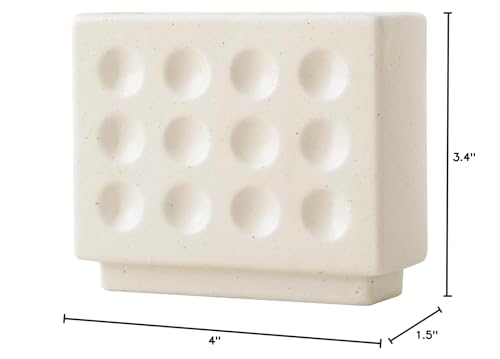 Abstract Square Face Pen Holder, Modern and Minimalistic Desk Accessories (Matte Crème) - color: Matte Crème