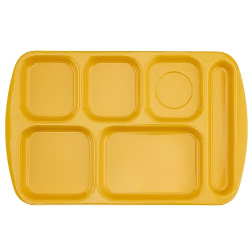 G.E.T. 6 Compartment School Cafeteria Tray, Right Handed, 10" x 15", Yellow (4 Pack) - color: Yellow, size: 10" x 15", style: 4 Pack Right Handed Trays