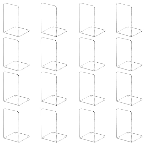 Lulonpon 16 Pieces Book Ends, Bookend, Books Ends for Shelves, Books Ends for Heavy Books, Clear Bookends, Acrylic Bookends for School, Library,Desktop Organizer and Book Shelves - color: Clear-rightangle