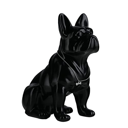suruim Luxury French Bulldog Statue Collection - Gold/Silver/Black Chrome Dog Sculpture, Decorative Dog Statue for Home Decor & Gift (Black, 12in) - color: Black, size: 12in