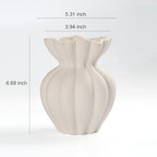 EspoirLuv-White Ceramic Vase for Pampas Grass – 6.69” Flower Vase, Table Centerpiece for Living Room, Shelf & Home Decor