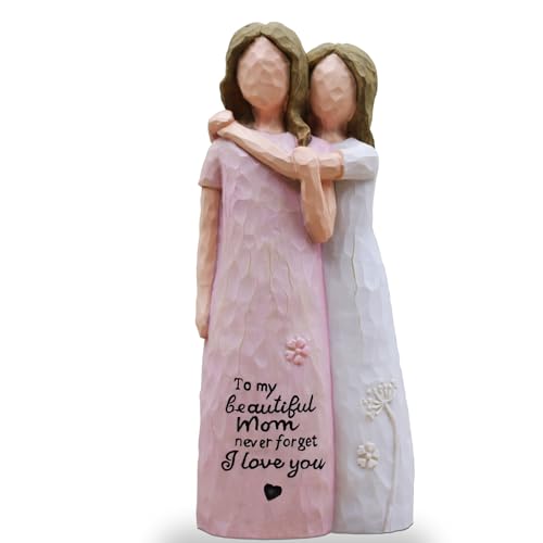 Mother Daughter Gift, Birthday Gifts for Mom from Daughter, Sculpted Hand-Painted Figurine (Pink) - color: Pink