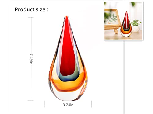 Yao Yuan Hand-Blown Glass Decor - Murano-Style Glass Statue and Figurine, Red - color: Red