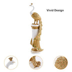 homary 27.6" Decorative Peacock Statue Large Glam Animal Sculpture Resin Crafts Home Decor for Art Ornament (White & Gold)