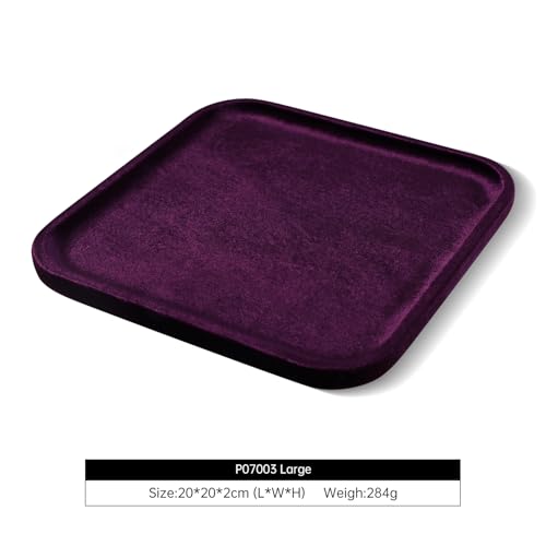 Resilient Velvet Jewelry Display Tray for Ring Earrings Bracelet Necklace, Flat Jewellery Dish for Showcase Store Retail Counter Exhibition Photography Livestream (Purple, Large) - color: Purple, size: Large