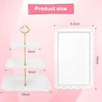 5 Pcs Dessert Table Display Set - 2 Pcs 3-Tier Dessert Display Stands & 3 Pcs Serving Tray - Dessert Trays Dessert Stands Treat Table Displays Set for Tea Parties,Birthdays & Baby Showers - color: White