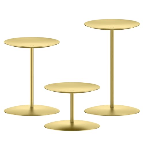 smtyle Gold Metal Candle Holder Sets for Pillar Candles Set of 3 Wedding Table Centerpiece Candle Holders, Minimalist Farmhouse Decor for Fireplace Mantel & Dining Room - color: Gold-p3