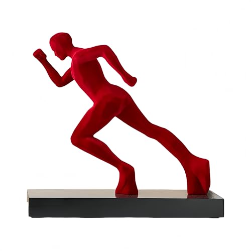 AWNR Handmade Gold Abstract Statue- Exquisite Resin Figurine for Modern Home Decor Living Room Shelf Office Decorations, Perfect for Bookshelf, Desk, and TV Stand Accents. (Transparent Gold) - color: Red Runner