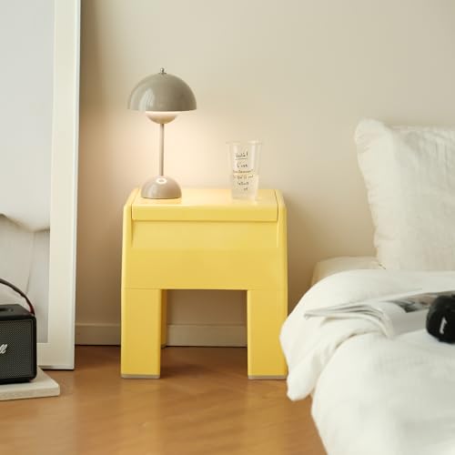 Nightstand Bedside with Storage Space, Multifunctional Colorful Plastic End Table Small Side Table for Bedroom, Dorm and Small Spaces, Easy Assembly(14.7" D x 11.8" W x 15.8" H, Yellow) - color: Yellow