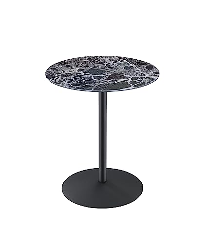 Drink Table,Small Pedestal Table, Marble Martini Tables, Side End Tables with Round Top,Wood Grain Texture,Increase Size and Weighted Base for Small Spaces Living Room,Bedroom - color: Marble-3#