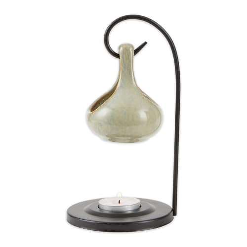 Gifts & Decor Folk Art Porcelain Tear Drop Oil Warmer Candle Holder - color: Brown, size: 4x4x7.625"