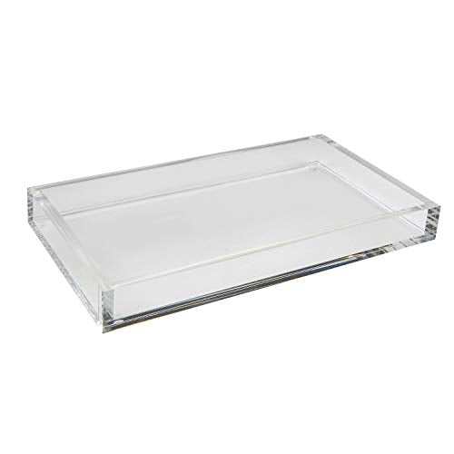 Tizo Design Elegant Lucite Tray, 12" x 8" Acrylic, Multiple Colors Available (Clear) - color: Clear