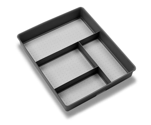 madesmart 4 Compartment Drawer Organizer, Multi Purpose Storage for Utensils, Office Tools, Cords, & Small Household Items, Tech Accessories, Arts & Crafts Supplies, Non Slip Lining, Granite - color: PremiumGranite