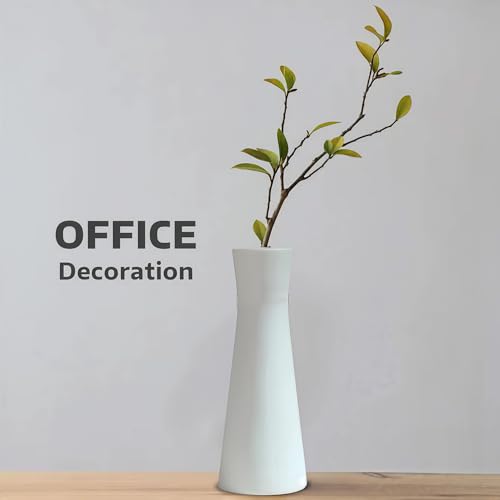 7 inch Modern Minimalist White Ceramic Vase Small Table Single Stem Vase for Home and Office Desk Decor Centerpiece
