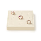Oirlv Microfiber 9 Slots Jewelry Ring Display Tray Ring Display Organizer Tray(Beige) - color: 9 Rings P13405