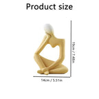 Abstract Thinker Sculpture, Modern Minimalist Art Figurine, Sand Beige