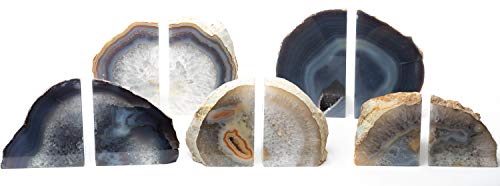 Agate Bookend with Rubber Bumpers Plus Includes Bonus Minerals (3.5-6 lb, Natural) - color: Natural, size: 3.5 - 6 lb