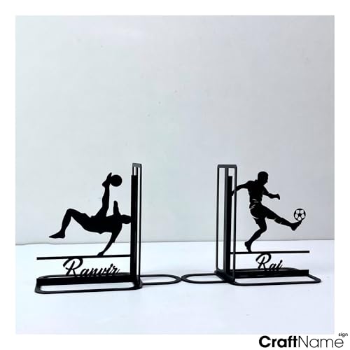 Custom Soccer Bookends for Shelves Decorative, Soccer Bookshelf Holder, Football Book Ends Metal Art, Book Stopper for Heavy Books, Soccer Bookends Hold Books for Home Office - color: Design 10