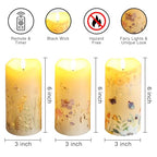 Eywamage Fiber Optic Flameless Pillar Candles with Remote Set of 3, Butterfly Floral Spring LED Candles Battery Operated Φ 3" H 6" - color: Butterfly Floral