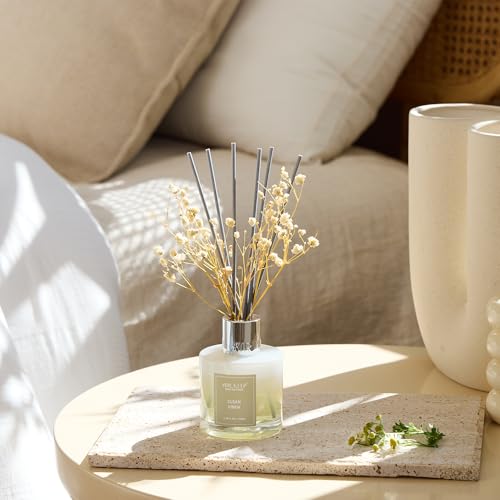 Airkeep Reed Diffuser Set,3.38 fl oz (100 ml) - Clean Linen Oil Diffusers with 8 Reed Sticks,Home Fragrance Reed Diffuser for Bathroom Shelf Decor - size: Real Flower/3.38Ounce/1pack