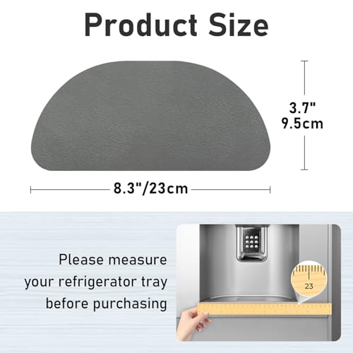 LOPNUR Refrigerator Drip Tray Catcher 2 Pack - 8.3x3.7 Cuttable Refrigerator Mats Hide Stains, Fridge Ice Water Dispenser Absorbent Mat for Samsung Whirlpool GE, Fridge Drip Pad (Semi Circle, Grey) - color: Grey, size: Semi Circle - 8.3"x3.7"