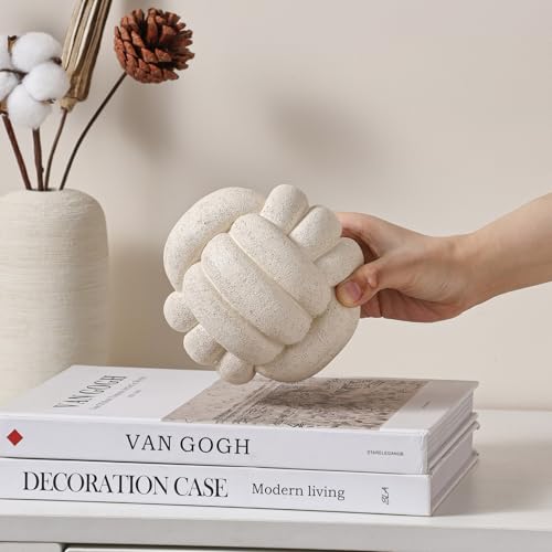 Knot Ball Statue Decor, Coffee Table Decor, Resin Aesthetic Decorative Accents for Book Shelf Entry Table Boho Modern Rustic Home Décor Office Living Room Decoration