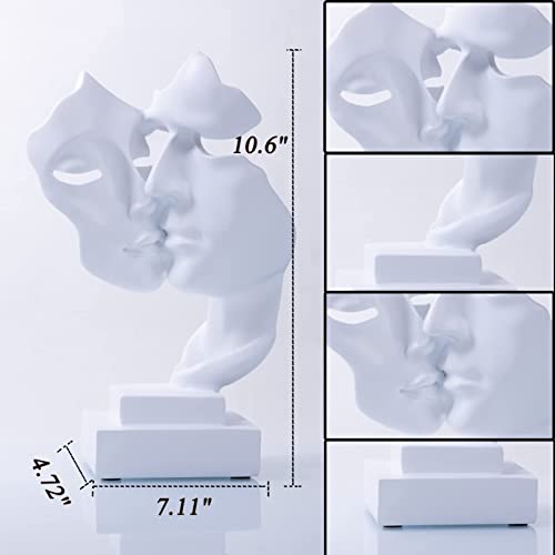 Couples Kiss Sculpture,White Thinker Resin Statue Ornaments,Silence is Gold Abstract Art Figurine,Abstract Style Sculptures,Living Room Desk Decorations,Bookshelf Decorative Objects - color: White