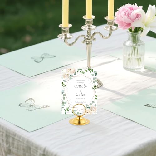 Urban Deco 16 PK Table Card Holder Place Card Holders Steel Card Holders for Photos, Food Signs, Memo Notes, Weddings, Restaurants, Birthday（Gold） - color: Gold
