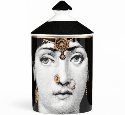 AlphaDesignLuxe Decorative Candle Holder Handcrafted Aromatherapy Candle Jar Italian Designer Décor Fashionable Tabletop Vase Modern Art Female Face Eyes Lips Centerpiece. (Floral Yellow)