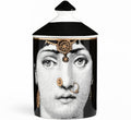 AlphaDesignLuxe Decorative Candle Holder Handcrafted Aromatherapy Candle Jar Italian Designer Décor Fashionable Tabletop Vase Modern Art Female Face Eyes Lips Centerpiece. (Floral Yellow)