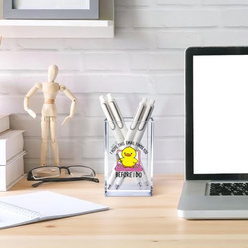I Hope This Email Finds You Before I Do Acrylic Cosmetic Pencil Pen Holder Cup, Funny Duck Knife Desk Organizer for Home Office Decor, Sarcastic Work Gifts for Women Men Duck Lovers Coworkers - style: Before I Do