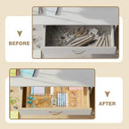 Briwooody 2 Pcs Acrylic Desk Drawer Organizer Maximum 11.8 x 17 x 1.9 Inch Expandable Drawer Organizer Trays with 7 Adjustable Compartments Desk Accessories for Makeup Silverware Office Bathroom - size: 11.8 x 17 x 1.9 Inch