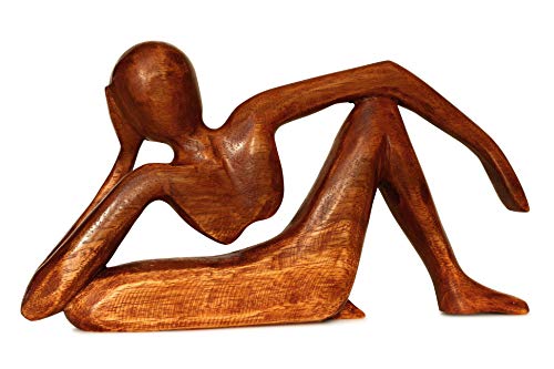G6 Collection 12" Abstract Sculpture Wooden Handmade Handcrafted Art - Relaxing Man - Statue Home Decor Decorative Figurine Accent Decoration Hand Carved Relaxing, Model A - style: Model A