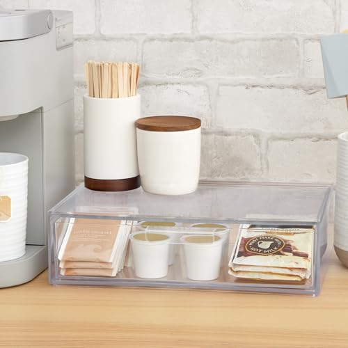 STORi Audrey Stackable Clear Bin Plastic Organizer Drawer | Organize Eyeshadow Palettes, Cosmetics, and Beauty Supplies on a Vanity | Made in USA - style: Cosmetic Drawer Base