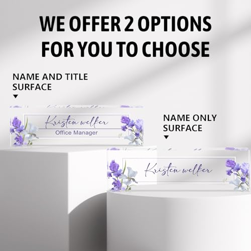 Name Plate for Desk Desk Name Plate Personalized, Office Desk Decor for Women & Men, Employee Appreciation Gifts The Office Gifts for Boss, Manager, Teacher, Nurse - color: Flower 6