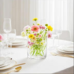 6" Wide 6" Tall Large Hand Blown Sturdy Clear Cylinder Glass Vase, Centerpiece Flower Vase for Rose, Tulip, Boquets, Hurricane Candle Holder (1, 6"x6") - size: 6"x6"