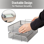 Mind Reader Stackable Paper Tray, Desktop Organizer, File Storage, Office, Metal Mesh, 2 Pcs., Silver - color: Silver