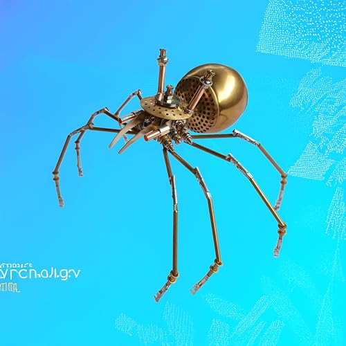 Steampunk Golden Spider Metal Model Kit for Adults – DIY 3D Mechanical Brass Insect Puzzle, Retro Industrial Art Sculpture Craft for Home Office Decoration & Collectors Gift (Golden Spiders) - style: Golden Spiders