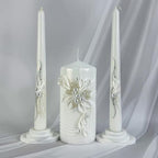 Unity Candle Set - Wedding Ceremony & Reception – 6” Pillar & Two 10” Taper Candles – Long Burning Unity Candles for Marriage Ritual – Handmade in USA – Royal White