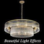 Modern Glass Chandelier Gold Chandeliers for High Ceiling Foyer Entryway Hanging Large Light Fixture for Grand Living Room Hall 39" - size: Large Gold (39" x 70")