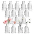 DomeStar 16PCS Glass Bud Vases for Flowers, 3.8inch Small Flower Vase in Bulk Clear Mini Ribbed Vases for Centerpieces Suitable for Modern Wedding Reception Baby Shower Table Decorations