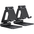Nulaxy 2 Pack Dual Folding Cell Phone Stand, Fully Adjustable Foldable Desktop Phone Holder Cradle Dock Compatible with iPhone 17 16 15 14 13 12 Pro Max Xs Xr X 8, All Phones, Black - color: C-Black
