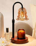 Small Candle Warmer Lamp with Timer, Adjustable Flower Lamp Warmer for Jar Candles, Unique Women Gifts for Birthday, Dimmable Candle Heater, Cute Wax Warming Light with Wood Base - color: A3-amber