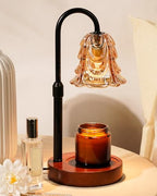 Small Candle Warmer Lamp with Timer, Adjustable Flower Lamp Warmer for Jar Candles, Unique Women Gifts for Birthday, Dimmable Candle Heater, Cute Wax Warming Light with Wood Base - color: A3-amber