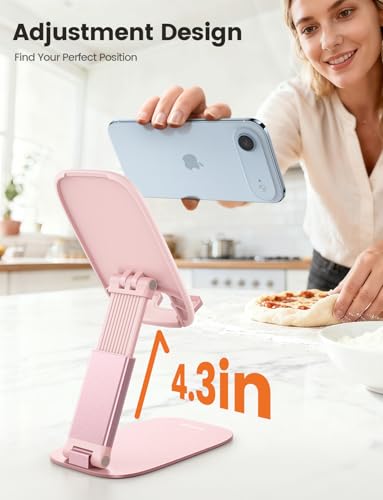 Lamicall Pink Desk Accessories for Women, Pink Office Supplies Desk Home Vanity Decor, Cute Rose Gold Phone Stand Holder for iPhone, 4-8'' Phone, Gifts for Teens Girls Boys Adults Women Men Mom Wife - color: C-Pink