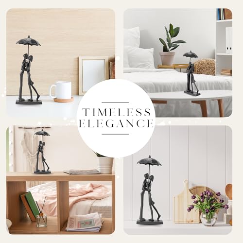 Modern Sculptures Home Decor Affectionate Couple Statue Kissing Under Umbrella Figurine Statues for Bedroom Décor Hand Sculptures for Living Room Romantic Figurines - style: Kissing Under Umbrella