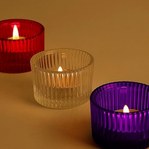 2 Pcs Glass Tealight Candle Holder Clear Tea Light Candle Cups Votive Candles Holders Containers Floating Candles Holders Dining Table Candle Holder Wedding Table Centerpieces Purple - color: Purple